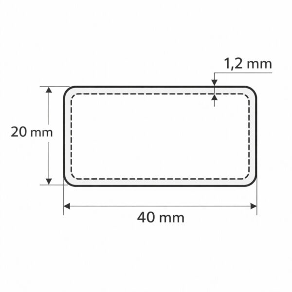Tvoros skersinis 20x40x1,2 mm - 3000 mm
