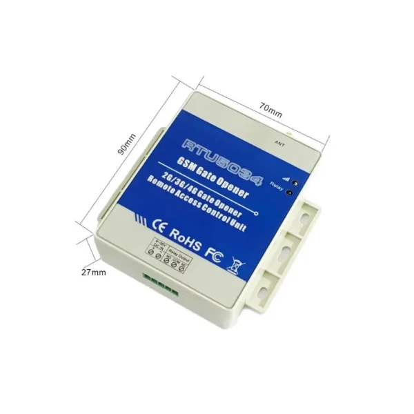 RTU-5034 GSM valdymo modulio matmenys – 90x70x27 mm