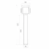 Reguliuojamo vartų vyrio M16 matmenų brėžinys: bendras ilgis 180 mm, varžtas 130 mm, ąselė 36 mm