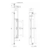 Vartelių spynos atramos matmenų brėžinys: aukštis 290 mm, plotis 40 mm, skydelio įpjova 285 mm